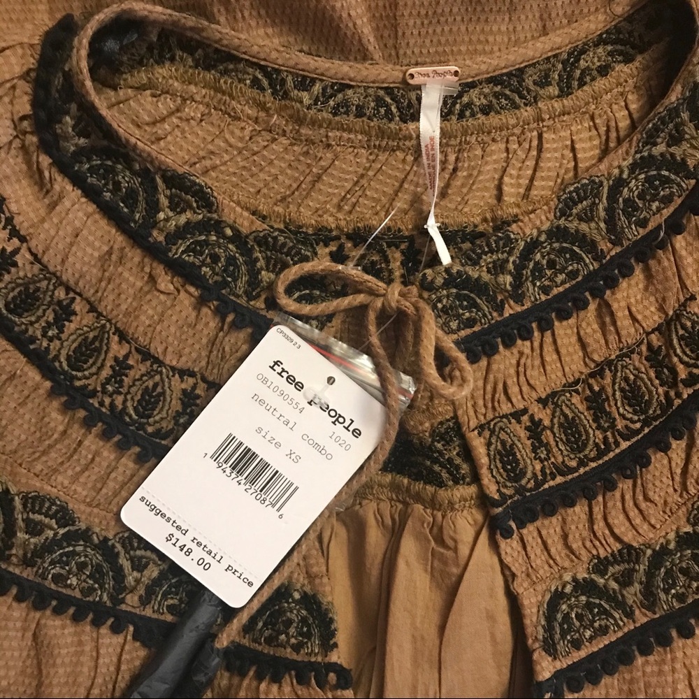 Free People Embroidered Long Sleeve Mini Dress - Picture 7 of 8